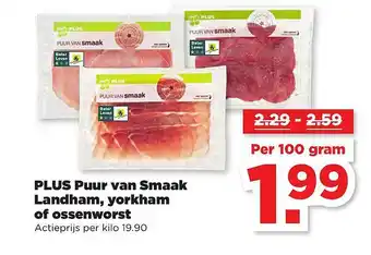 PLUS Plus Puur Van Smaak Landham, Yorkham Of Ossenworst aanbieding