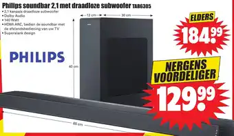 Dirk Philips soundbar 2,1 met draadloze subwoofer TAB6305 aanbieding