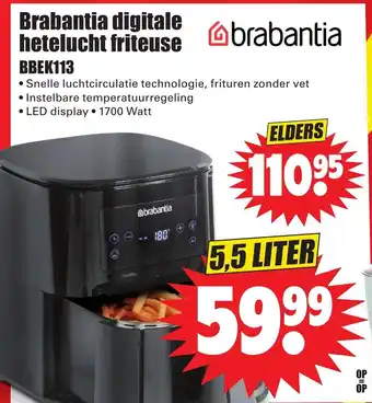 Dirk Brabantia digitale hetelucht friteuse BBEK113 aanbieding