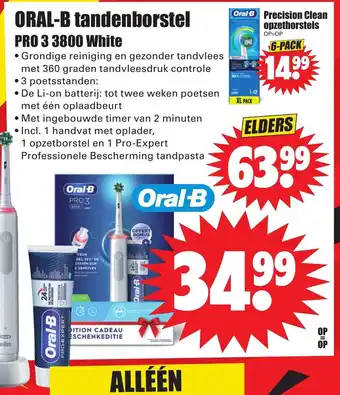 Dirk Oral-B tandenborstel PRO 3 3800 White aanbieding