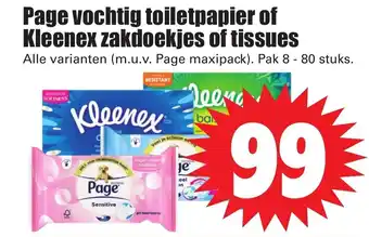 Dirk Page vochtig toiletpapier of Kleenex zakdoekjes of tissues aanbieding