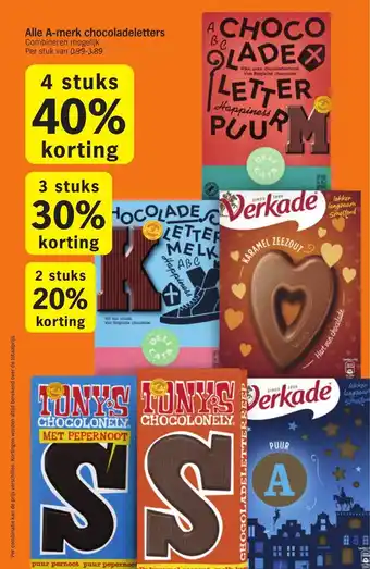 Albert Heijn Alle A-merk chocoladeletters aanbieding