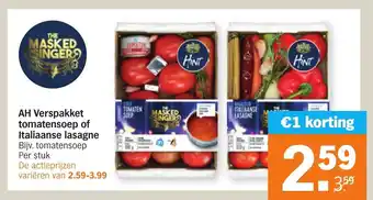 Albert Heijn Verspakket tomatensoep of Italiaanse lasagne aanbieding