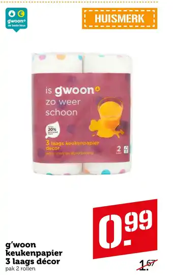 Coop g'woon keukenpapier 3 laags décor aanbieding