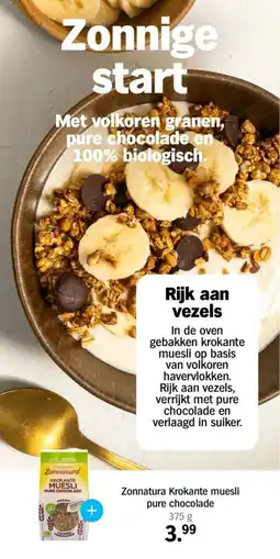 Albert Heijn Zonnatura Krokante muesli pure chocolade aanbieding