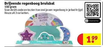 Kruidvat Drijvende Regenboog Bruisbal 110 Gram aanbieding