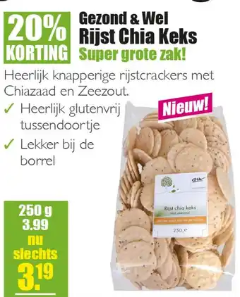 Gezond & Wel Gezond & Wel Rijst Chia Keks aanbieding