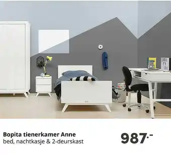 Baby & Tiener Bopita Tienerkamer Anne Bed, Nachtkastje & 2-Deurskast aanbieding