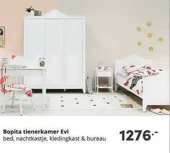 Baby & Tiener Bopita Tienerkamer Evi Bed, Nachtkastje, Kledingkast & Bureau aanbieding