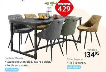 Profijt Meubel Eettafel Kerela Of Stoel Luanda aanbieding