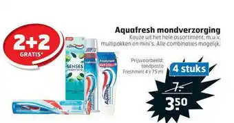 Trekpleister Aquafresh Mondverzorging 2+2 Gratis aanbieding