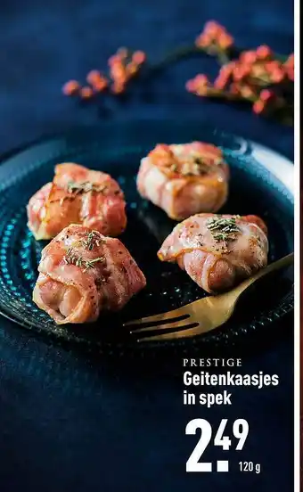 ALDI Prestige Geitenkaasjes In Spek 120g aanbieding