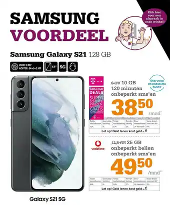 Telecombinatie Samsung Galaxy S21 128 GB aanbieding