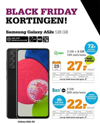 Telecombinatie Samsung Galaxy A52s 128 GB aanbieding