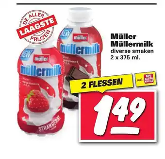 Nettorama Müller Müllermilk 2x375 ml aanbieding