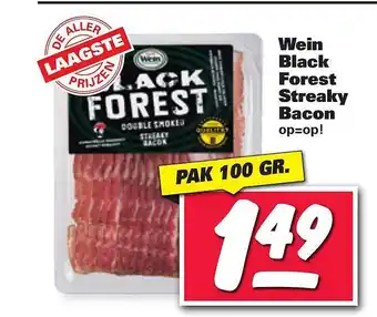 Nettorama Wein Black Forest Streaky Bacon 100gr. aanbieding