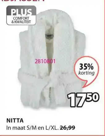 Jysk Nitta Badjas 35% Korting aanbieding