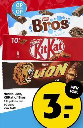 Hoogvliet Nestlé Lion, KitKat of Bros aanbieding