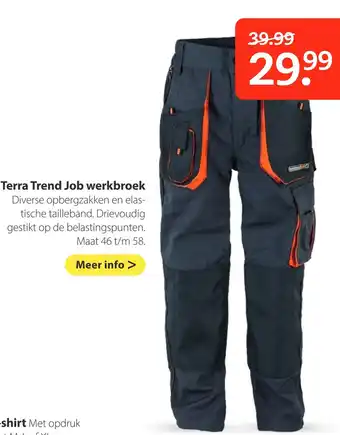 Pets Place Terra trend job werkbroek 46 t/m 58 aanbieding