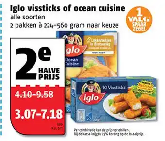 Poiesz Iglo vissticks of ocean cuisine 224-560 gram aanbieding