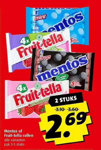 Boni Mentos of fruit-tella rollen aanbieding