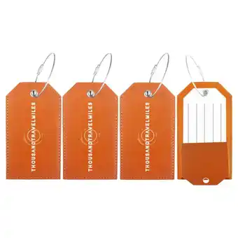 ANWB Thousandtravelmiles Bagagelabel 4 stuks Leer Oranje Oranje aanbieding