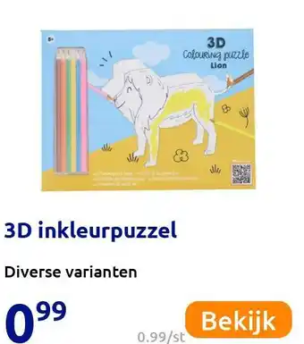 Action 3D inkleurpuzzel aanbieding