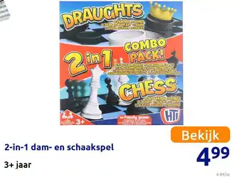 Action 2-in-1 dam- en schaakspel aanbieding