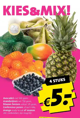 Boni Avocado's, mandarijnnen, blauwe bessen, conference peren, mango of ananas aanbieding