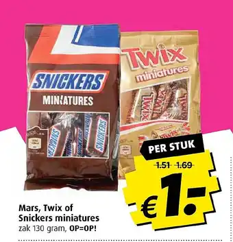 Boni Mars, Twix of Snickers miniatures aanbieding