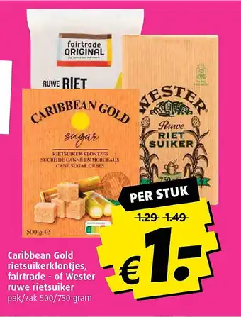 Boni Caribbean Gold rietsuikerklontjes, fairtrade - of Wester ruwe rietsuiker aanbieding