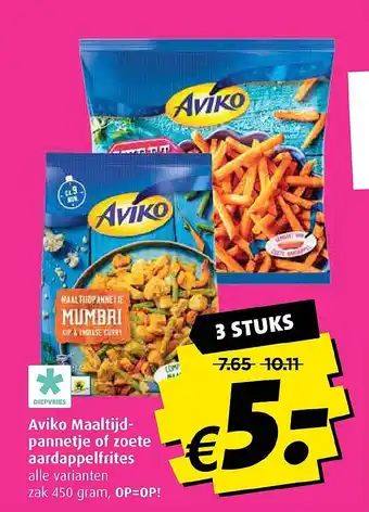 Boni Aviko Maaltijd- pannetje of zoete aardappelfrites aanbieding