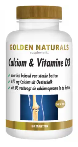 De Online Drogist Golden Naturals Calcium & Vitamine D3 Tabletten aanbieding