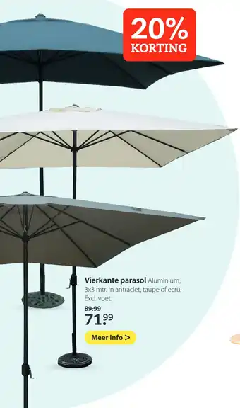 Pets Place Vierkante parasol 3x3 mtr aanbieding