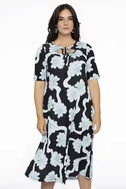 Wehkamp Yoek gebloemde jurk CALYPSO zwart/lichtblauw/wit aanbieding