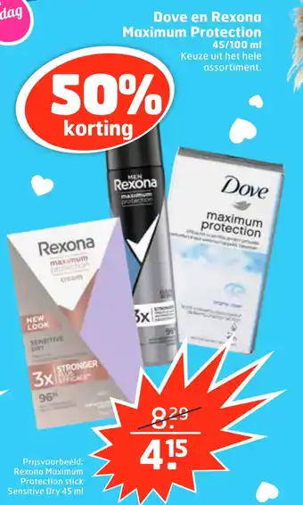 Trekpleister Dove en rexona maximum protection 45 ml aanbieding