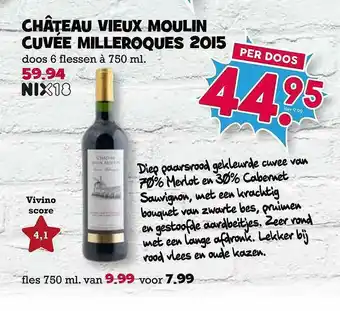 Boon`s Markt Château Vieux Moulin Cuvée Milleroques 2015 aanbieding