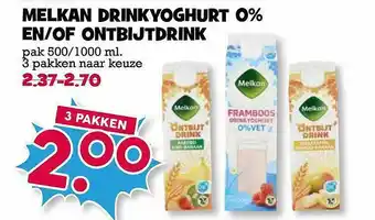 Boon`s Markt Melkan Drinkyoghurt 0% En-Of Ontbijtdrink aanbieding