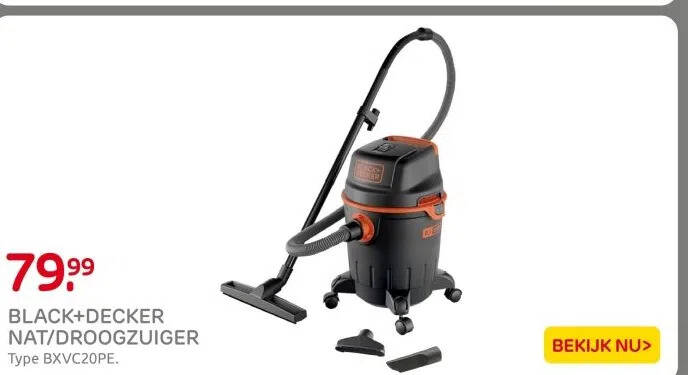 Aspirateur eau et poussière BLACK & DECKER - BXVC20XE - Cuve inox - 20L