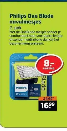 Trekpleister Philips One Blade Navulmesjes aanbieding