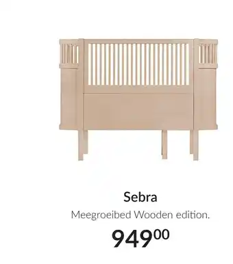 Babypark Sebra Meegroeibed Wooden edition. aanbieding