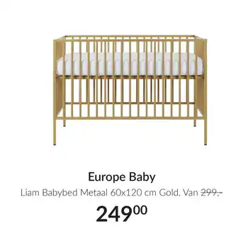 Babypark Europe Baby Liam Babybed Metaal 60x120 cm Gold, aanbieding