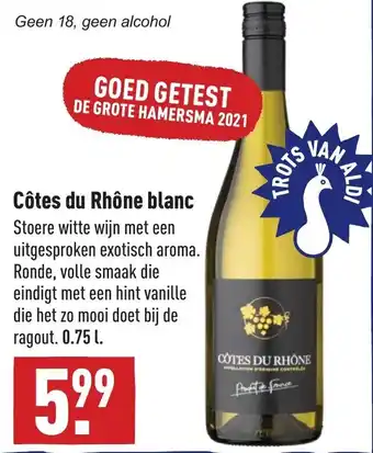 ALDI Cotes de Rhone blanc 0,75 liter aanbieding