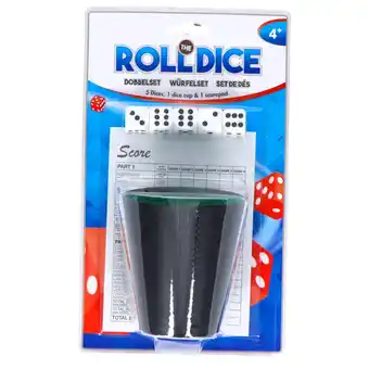 Top1Toys Dobbelset Spel Compleet met 5 Dobbelstenen Dobbelbeker en Scoreblok op Blister aanbieding