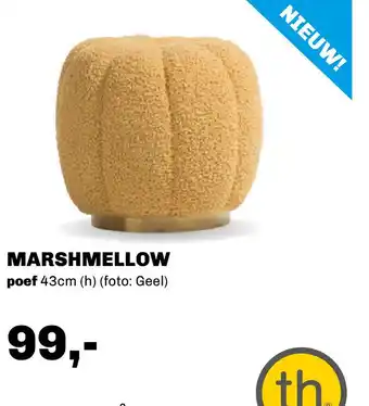 Trendhopper Marshmellow poef geel h43cm Coco Maison aanbieding