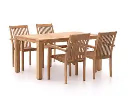 Kees Smit Sunyard Jakarta/Oxford 160cm dining tuinset 5-delig stapelbaar aanbieding