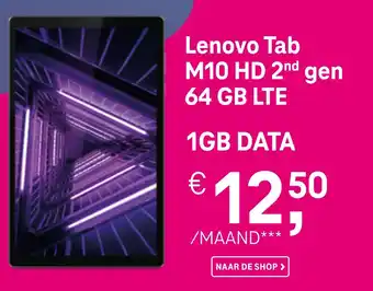 T-mobile Lenovo Tab M10 HD 2nd gen 64 GB LTE aanbieding