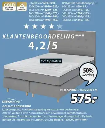 Jysk GOLD C15 BOXSPRING aanbieding