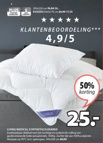 Jysk LIVING MEDICAL SYNTHETISCH DEKBED aanbieding