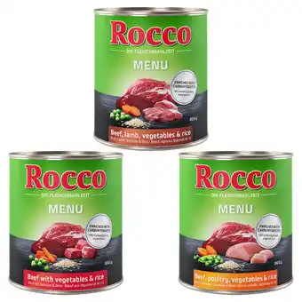 Zooplus 6x800g Gemengd probeerpakket Menue 3 verschillende soorten Rocco Hondenvoer aanbieding